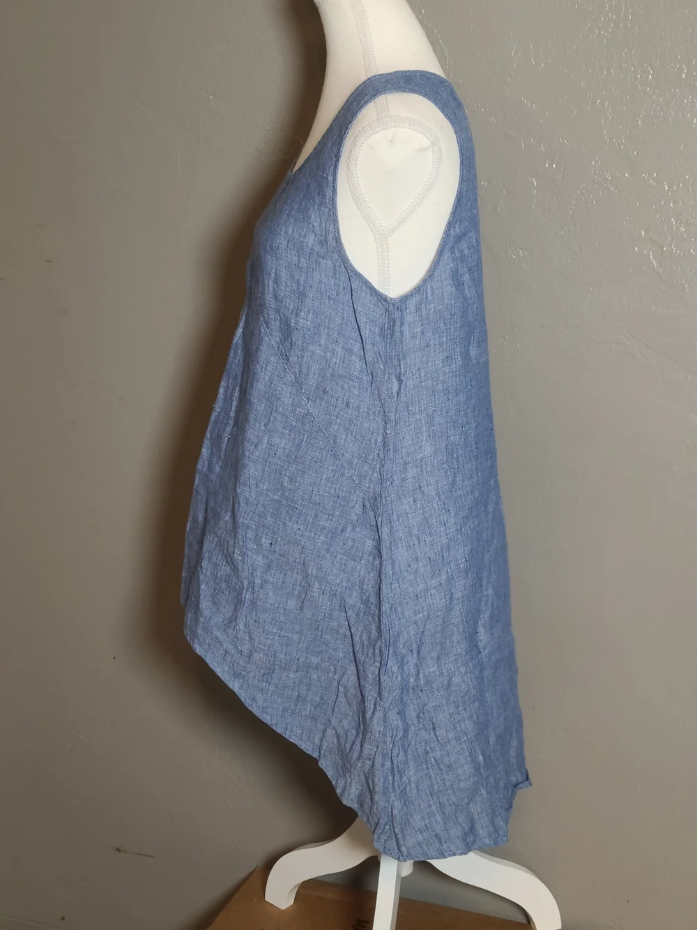 Chalet Womens Stylish Chic Sleeveless Blue High-Low Linen Tunic Size Small EUC - Picture 3 of 11